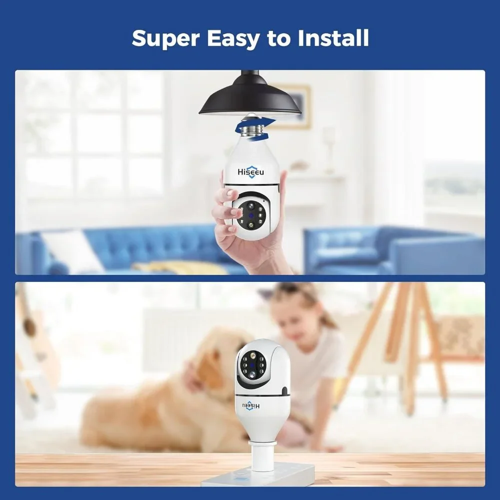 NIB Indoor/Outdoor Light bulb security camera with plug-in adapter. White. - Picture 3 of 7